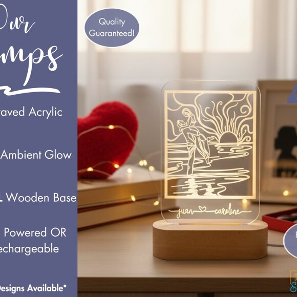 Custom Glowing Art Light | Romantic Couple Gift | Anniversary & Wedding Gift - Picture 3 of 8